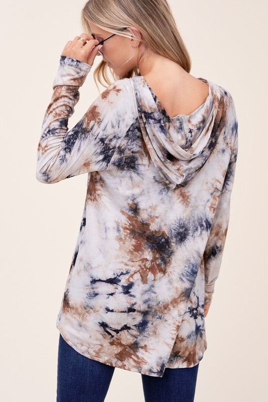 TIE DYE HOODIE HIGH LOW PLUS TOP