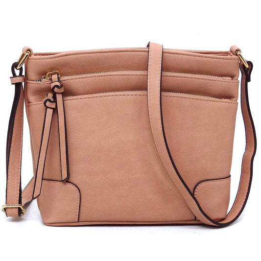 Fashion Multi Zip Pocket Crossbody Bag