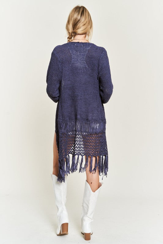 FRINGE KNIT CARDIGAN PLUS