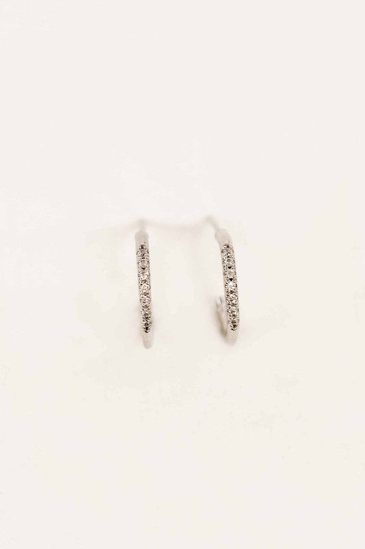 Thin Stone Hoop Earrings