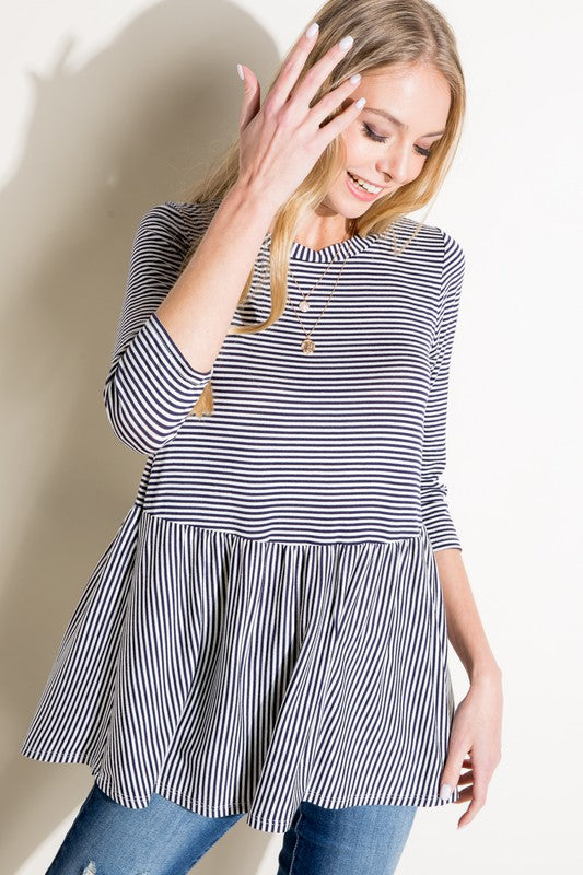 PIN STRIPE TUNIC BABYDOLL TOP