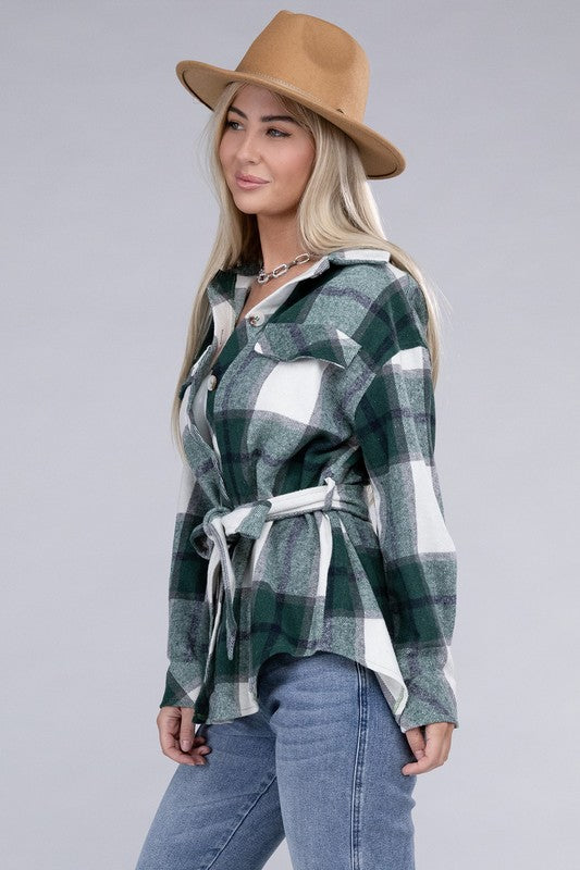 Plaid Belted Shacket